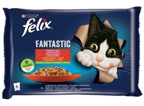 Felix Fantastic Wiejskie Smaki wołowina/kurczak w galaretce saszetki 4x85g Felix Fantastic Wiejskie Smaki wołowina/kurczak w galaretce saszetki 4x85g