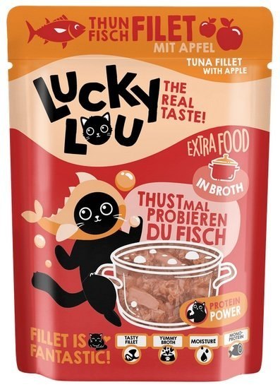 Lucky Lou Extrafood Tuńczyk i jabłko w bulionie saszetka 70g Lucky Lou Extrafood Tuńczyk i jabłko w bulionie saszetka 70g