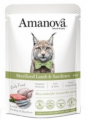 Amanova Cat Sterilised Lamb & Sardines - jagnięcina i sardynki saszetka 85g Amanova Cat Sterilised Lamb & Sardines - jagnięcina i sardynki saszetka 85g