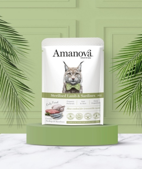 Amanova Cat Sterilised Lamb & Sardines - jagnięcina i sardynki saszetka 85g Amanova Cat Sterilised Lamb & Sardines - jagnięcina i sardynki saszetka 85g