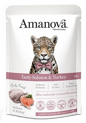 Amanova Cat Tasty Salmon & Turkey - łosoś i indyk saszetka 85g