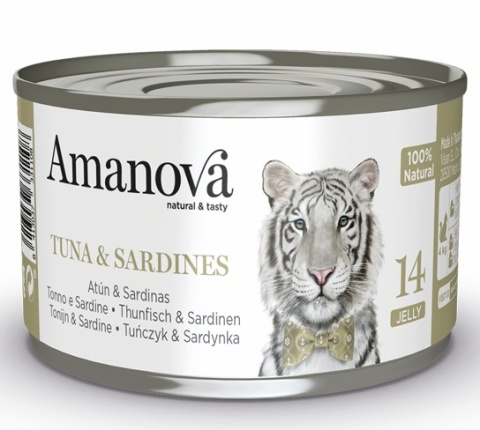 Amanova Cat Tuna & Sardines - tuńczyk i sardynki w galaretce puszka 70g Amanova Cat Tuna & Sardines - tuńczyk i sardynki w galaretce puszka 70g