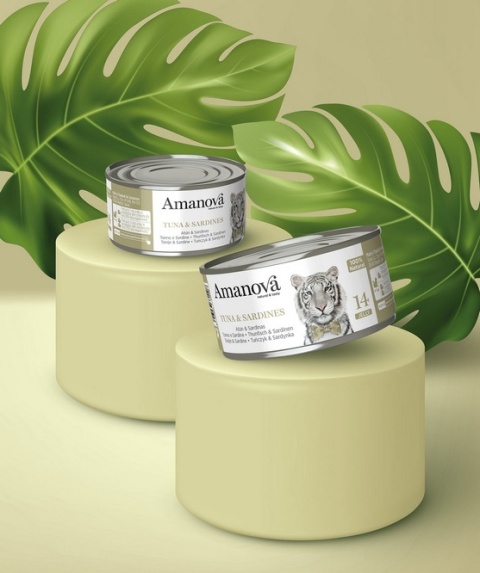 Amanova Cat Tuna & Sardines - tuńczyk i sardynki w galaretce puszka 70g Amanova Cat Tuna & Sardines - tuńczyk i sardynki w galaretce puszka 70g