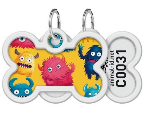 Collar WauDog Smart ID Zawieszka z QR-paszportem kość 4x3cm futrzane potwory Collar Collar WauDog Smart ID Zawieszka z QR-paszportem kość 4x3cm futrzane potwory Collar