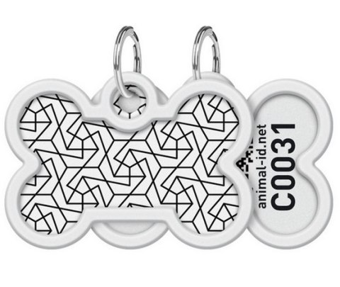 Collar WauDog Smart ID Zawieszka z QR-paszportem kość 4x3cm geometria Collar Collar WauDog Smart ID Zawieszka z QR-paszportem kość 4x3cm geometria Collar