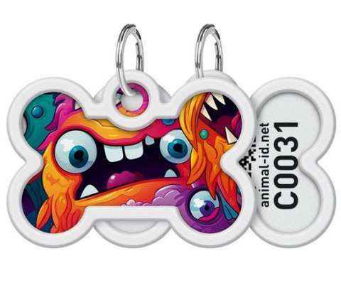 Collar WauDog Smart ID Zawieszka z QR-paszportem kość 4x3cm zębate potwory Collar Collar WauDog Smart ID Zawieszka z QR-paszportem kość 4x3cm zębate potwory Collar