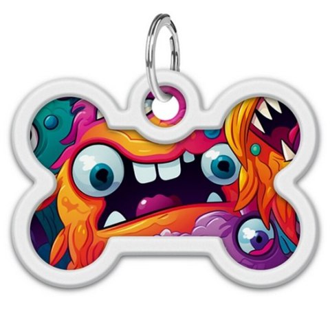 Collar WauDog Smart ID Zawieszka z QR-paszportem kość 4x3cm zębate potwory Collar Collar WauDog Smart ID Zawieszka z QR-paszportem kość 4x3cm zębate potwory Collar