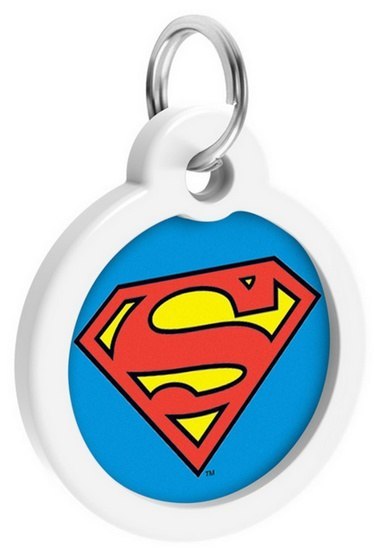 Collar WauDog Smart ID Zawieszka z QR-paszportem okrągła 3cm superman bohater Collar Collar WauDog Smart ID Zawieszka z QR-paszportem okrągła 3cm superman bohater Collar