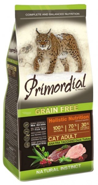PROMOCJA 400g + 400g Primordial Cat Grain Free Adult Duck & Turkey [termin ważności: 03.07.2025] Primordial