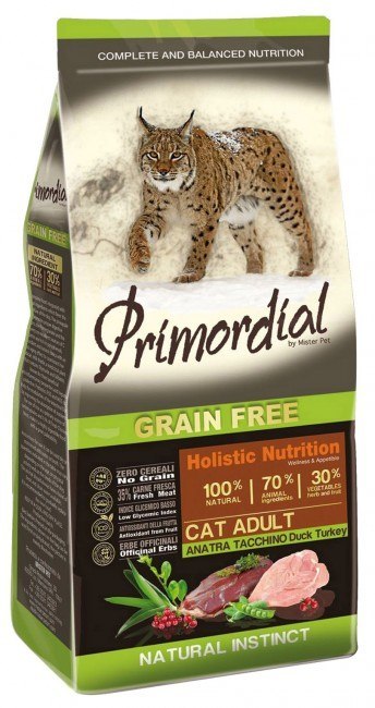 PROMOCJA 400g + 400g Primordial Cat Grain Free Adult Duck & Turkey [termin ważności: 03.07.2025] Primordial