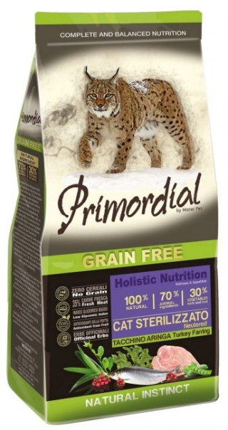 PROMOCJA 400g + 400g Primordial Cat Sterilized Turkey & Herring [termin ważności: 12.09.2025] Primordial