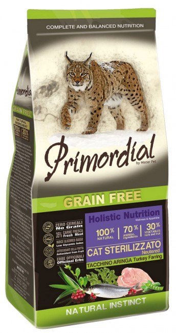 PROMOCJA 400g + 400g Primordial Cat Sterilized Turkey & Herring [termin ważności: 12.09.2025] Primordial