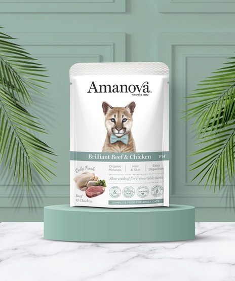 Amanova Cat Brilliant Beef & Chicken - wołowina i kurczak saszetka 85g Amanova Cat Brilliant Beef & Chicken - wołowina i kurczak saszetka 85g