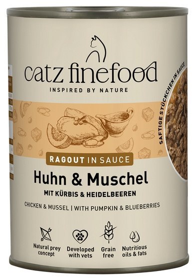 Catz Finefood Ragout in Sauce Kurczak i Omułek (N.613) puszka 380g SZKIC Catz Finefood