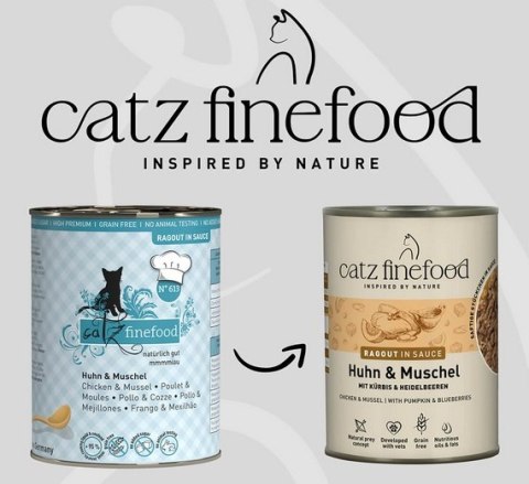 Catz Finefood Ragout in Sauce Kurczak i Omułek (N.613) puszka 380g SZKIC Catz Finefood