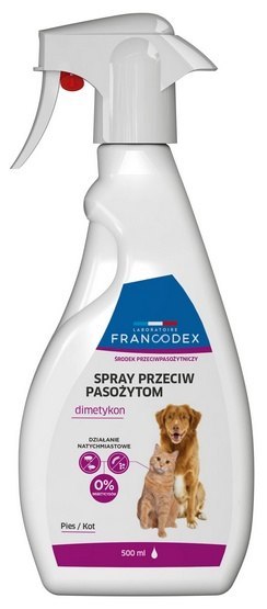 Francodex Spray przeciwpasożytniczy z dimetykonem dla psów i kotów 500ml Francodex