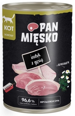 Pan Mięsko Karma mokra dla kota - indyk i gęś puszka 400g Pan Mięsko