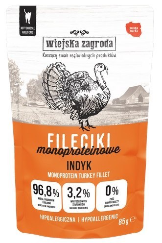 Wiejska Zagroda Kot Fileciki monoproteinowe indyk saszetka 85g