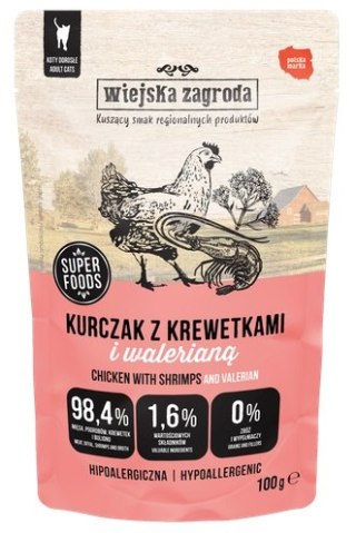 Wiejska Zagroda Kot Kurczak z krewetkami i walerianą saszetka 100g
